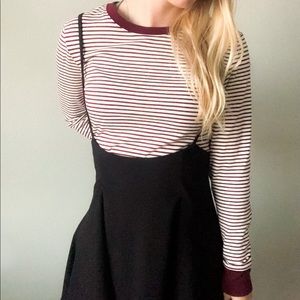 Forever 21 Striped Dark Red Long Sleeve Shirt